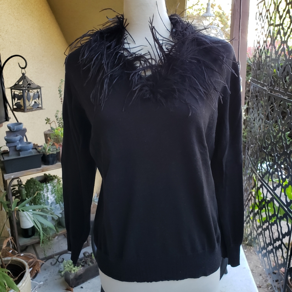 Vintage Black Feather Top